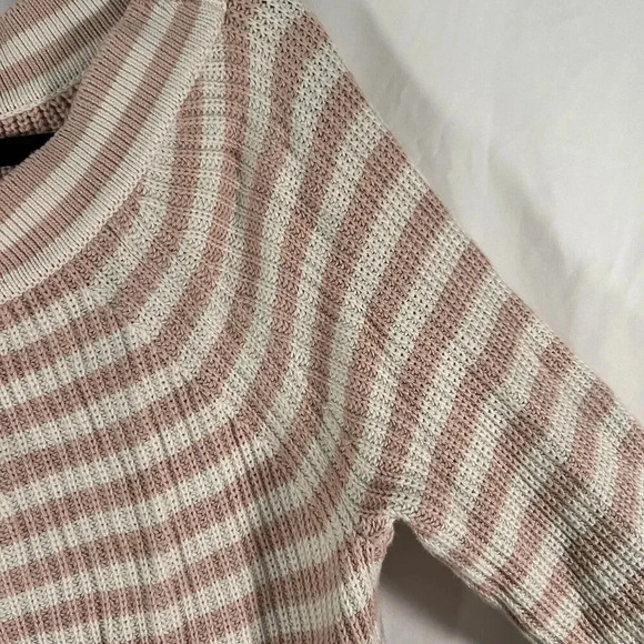 J. Crew Sweater Women's XS Pink White Striped Knit Round Neck Long Sleeve Cotton - Picture 5 of 10
